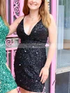 Sheath/Column V-neck Sequined Short/Mini Homecoming Dresses #Favs020110869