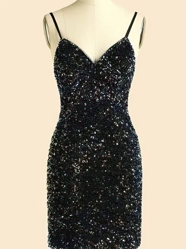 Sheath/Column V-neck Sequined Short/Mini Homecoming Dresses #Favs020110879