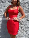 Sheath/Column Scoop Neck Jersey Short/Mini Homecoming Dresses #Favs020110880