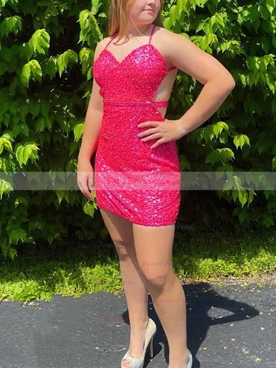 Sheath/Column Sweetheart Sequined Short/Mini Homecoming Dresses #Favs020110882