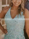 Sheath/Column V-neck Sequined Short/Mini Homecoming Dresses #Favs020110889