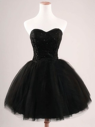 Ball Gown Sweetheart Tulle Short/Mini Sequins Simple Black Homecoming Dresses #Favs020102554 Ball Gown Sweetheart Tulle Short/Mini Sequins Simple Black Homecoming Dresses #Favs020102554