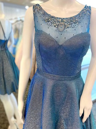 A-line V-neck Shimmer Crepe Knee-length Homecoming Dresses With Beading #Favs020110895 A-line V-neck Shimmer Crepe Knee-length Homecoming Dresses With Beading #Favs020110895