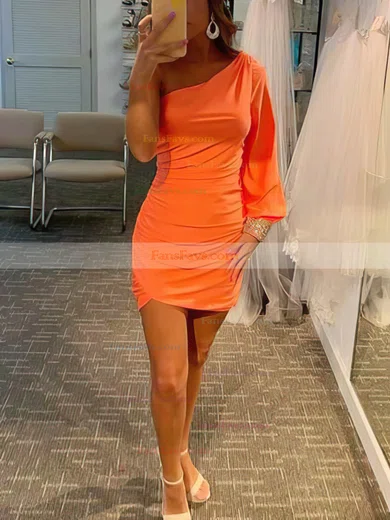 Sheath/Column One Shoulder Jersey Short/Mini Homecoming Dresses With Beading #Favs020110903