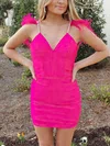 Sheath/Column V-neck Jersey Short/Mini Homecoming Dresses With Beading #Favs020110919