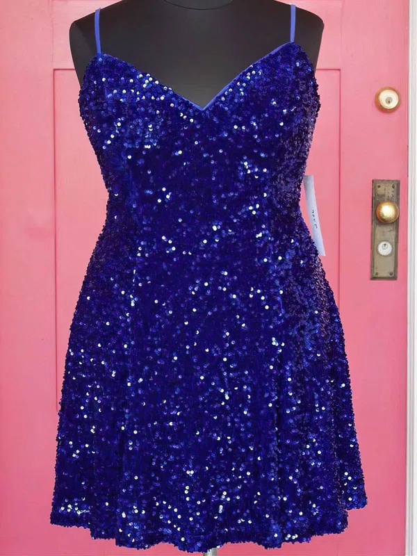 A-line V-neck Sequined Short/Mini Homecoming Dresses #Favs020110922