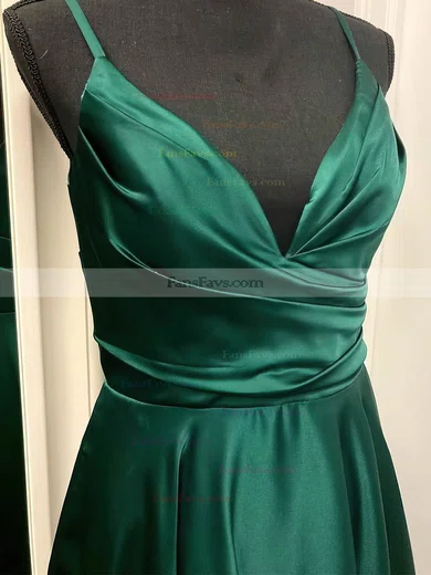 A-line V-neck Silk-like Satin Short/Mini Homecoming Dresses With Ruffles #Favs020110923