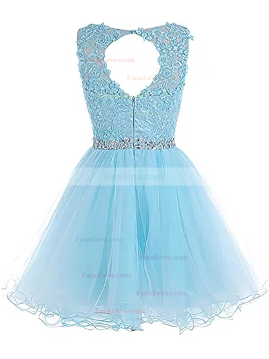Sweet Princess Scoop Neck Tulle Short/Mini Beading Homecoming Dresses #Favs020102563