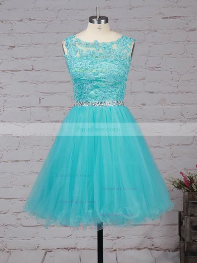 Sweet Princess Scoop Neck Tulle Short/Mini Beading Homecoming Dresses #Favs020102563