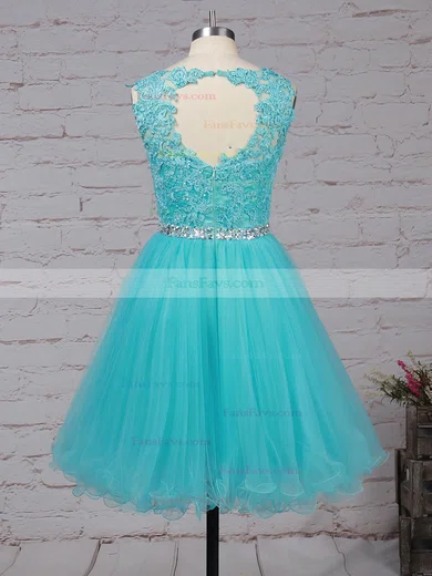 Sweet Princess Scoop Neck Tulle Short/Mini Beading Homecoming Dresses #Favs020102563