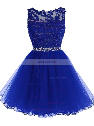 Sweet Princess Scoop Neck Tulle Short/Mini Beading Homecoming Dresses #Favs020102563