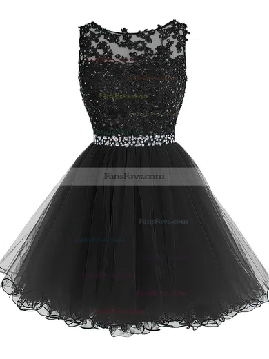 Sweet Princess Scoop Neck Tulle Short/Mini Beading Homecoming Dresses #Favs020102563