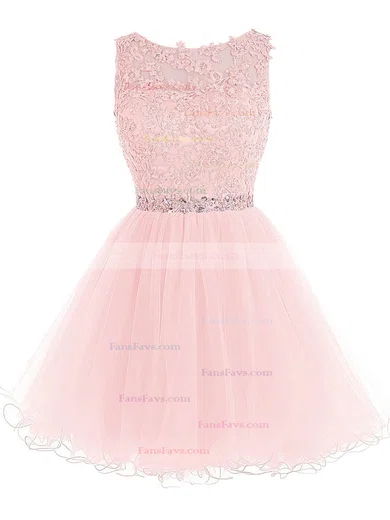 Sweet Princess Scoop Neck Tulle Short/Mini Beading Homecoming Dresses #Favs020102563