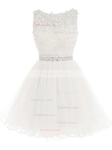 Sweet Princess Scoop Neck Tulle Short/Mini Beading Homecoming Dresses #Favs020102563
