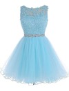Sweet Princess Scoop Neck Tulle Short/Mini Beading Homecoming Dresses #Favs020102563