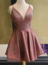 A-line V-neck Shimmer Crepe Short/Mini Homecoming Dresses #Favs020110930