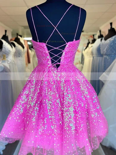 A-line Scoop Neck Sequined Short/Mini Homecoming Dresses #Favs020110948