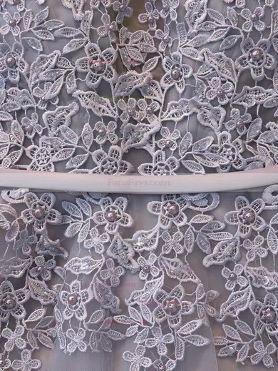 A-line V-neck Tulle Knee-length Appliques Lace Popular Prom Dresses #Favs020102505