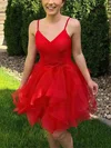 Princess V-neck Glitter Short/Mini Homecoming Dresses With Ruffles #Favs020110981