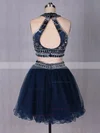 Two Piece A-line Scoop Neck Tulle Short/Mini Beading Cute Prom Dresses #Favs020102580
