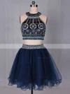 Two Piece A-line Scoop Neck Tulle Short/Mini Beading Cute Prom Dresses #Favs020102580