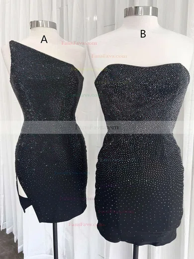 Sheath/Column Strapless Jersey Short/Mini Homecoming Dresses With Beading #Favs020110984