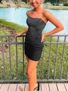 Sheath/Column Strapless Jersey Short/Mini Homecoming Dresses With Beading #Favs020110984