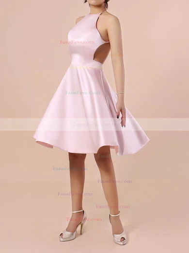 A-line Scoop Neck Satin Short/Mini Prom Dresses #Favs020102594