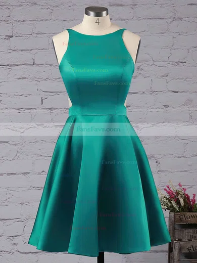 A-line Scoop Neck Satin Short/Mini Prom Dresses #Favs020102594