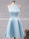 A-line Scoop Neck Satin Short/Mini Prom Dresses #Favs020102594