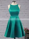 A-line Scoop Neck Satin Short/Mini Prom Dresses #Favs020102594
