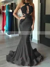 Trumpet/Mermaid Scoop Neck Jersey Sweep Train Appliques Lace Prom Dresses #Favs020104520