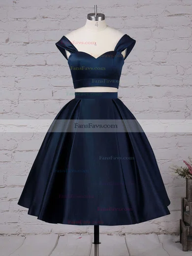 A-line Off-the-shoulder Satin Tea-length Pockets Prom Dresses #Favs020102596