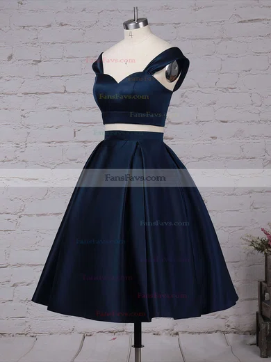 A-line Off-the-shoulder Satin Tea-length Pockets Prom Dresses #Favs020102596