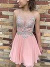 A-line V-neck Chiffon Short/Mini Homecoming Dresses With Lace #Favs020111005