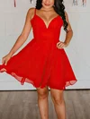 A-line V-neck Chiffon Knee-length Homecoming Dresses #Favs020111028