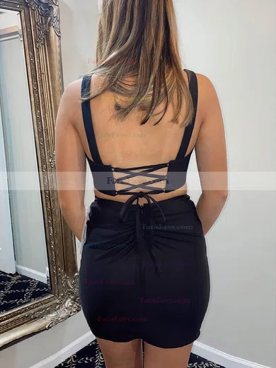 Sheath/Column Scoop Neck Jersey Short/Mini Homecoming Dresses With Ruffles #Favs020111032