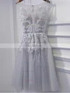 A-line Scoop Neck Lace Tulle Knee-length Homecoming Dresses With Appliques Lace #Favs020111036