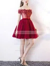 A-line Off-the-shoulder Lace Tulle Short/Mini Homecoming Dresses With Appliques Lace #Favs020111041