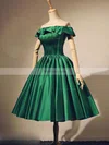 A-line Off-the-shoulder Satin Tea-length Homecoming Dresses #Favs020111046