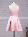 A-line V-neck Satin Short/Mini Prom Dresses #Favs020103512