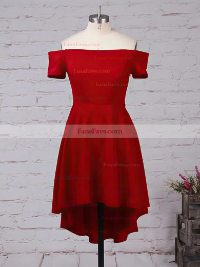 A-line Off-the-shoulder Satin Asymmetrical Prom Dresses #Favs020103520