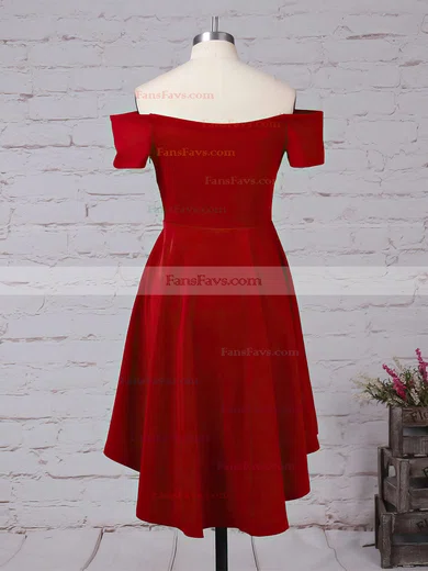 A-line Off-the-shoulder Satin Asymmetrical Prom Dresses #Favs020103520