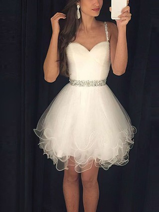 A-line Sweetheart Tulle Short/Mini Beading Prom Dresses #Favs020103722 A-line Sweetheart Tulle Short/Mini Beading Prom Dresses #Favs020103722