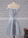 A-line Off-the-shoulder Satin Tulle Short/Mini Sashes / Ribbons For Cheap Prom Dresses #Favs020103756