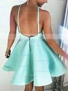 A-line Halter Satin Short/Mini Ruffles Backless Casual Prom Dresses #Favs020103769