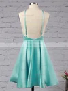 A-line Halter Satin Short/Mini Ruffles Backless Casual Prom Dresses #Favs020103769
