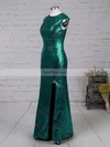Sheath/Column Scoop Neck Sequined Floor-length Split Front Prom Dresses #Favs020102920