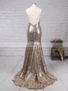 Trumpet/Mermaid V-neck Sequined Sweep Train Prom Dresses #Favs020103494