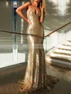 Trumpet/Mermaid V-neck Sequined Sweep Train Prom Dresses #Favs020103494